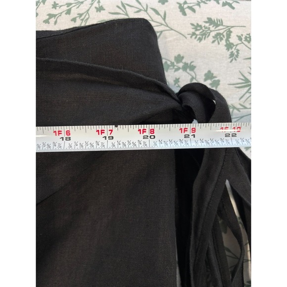 & Other Stories 100% Linen Wrap Pants Size 42 Black Wide Leg Cropped Lagenlook - Picture 10 of 12